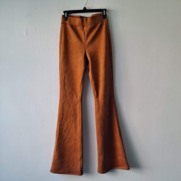 L'Agence Marta Cognac Suede Pull On Flared Leg Pants - Size Small Tall - Picture 15 of 15